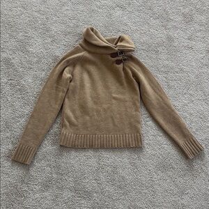 Ralph Lauren Tan Cowl Neck Sweater with Buckle Details